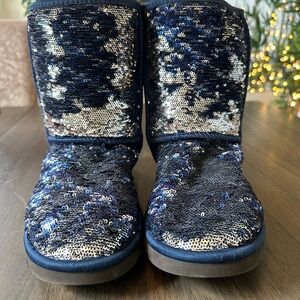 UGG Navy and Silver Sequin Boots